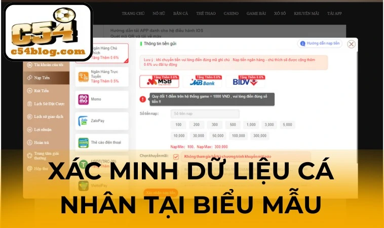 Xác minh dữ liệu cá nhân tại biểu mẫu